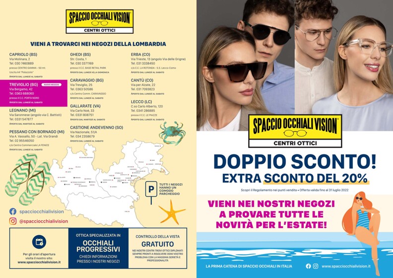 Spaccio Occhiali Vision a Lipomo, offerte e promozioni