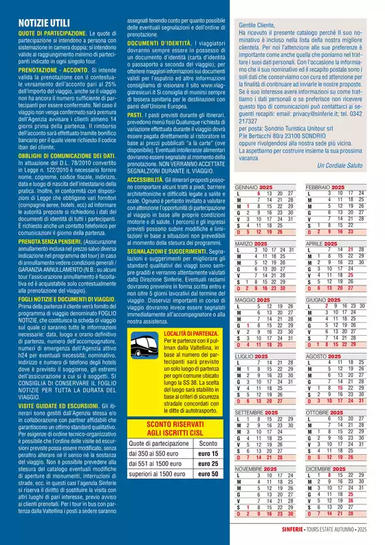 Tour estate autunno 2025