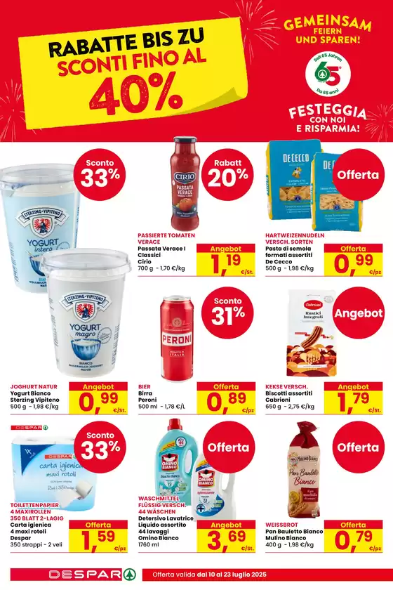 Sconti fino al 40%