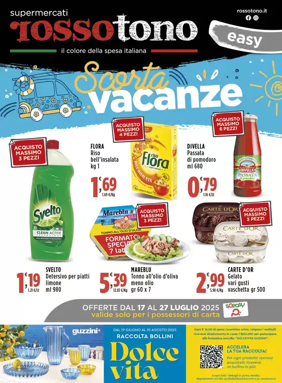 Volantino Supermercati Rossotono Easy a Bianco | Scorta vacanze | 2025-07-17T00:00:00.000Z - 2025-07-27T00:00:00.000Z