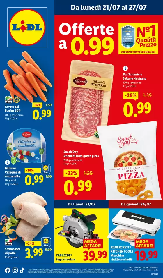 Volantino Lidl a Villaperuccio | Offerte a 0,99 | 2025-07-21T00:00:00.000Z - 2025-07-27T00:00:00.000Z