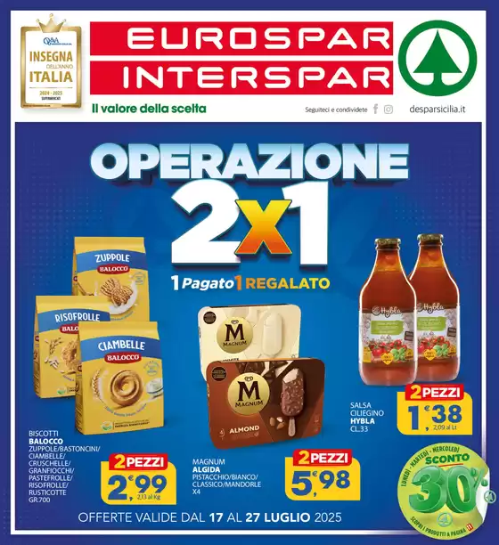 Volantino Interspar a Avola | Operazione 2x1  | 2025-07-17T00:00:00.000Z - 2025-07-27T00:00:00.000Z