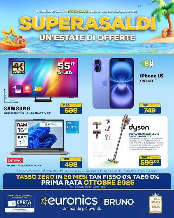 Volantino Euronics a Treviolo | Supersaldi - Un'estate di offerte | 2025-07-17T00:00:00.000Z - 2025-07-30T00:00:00.000Z