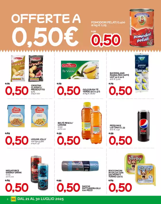 Offerte a 0,50 euro 1 euro 2 euro 