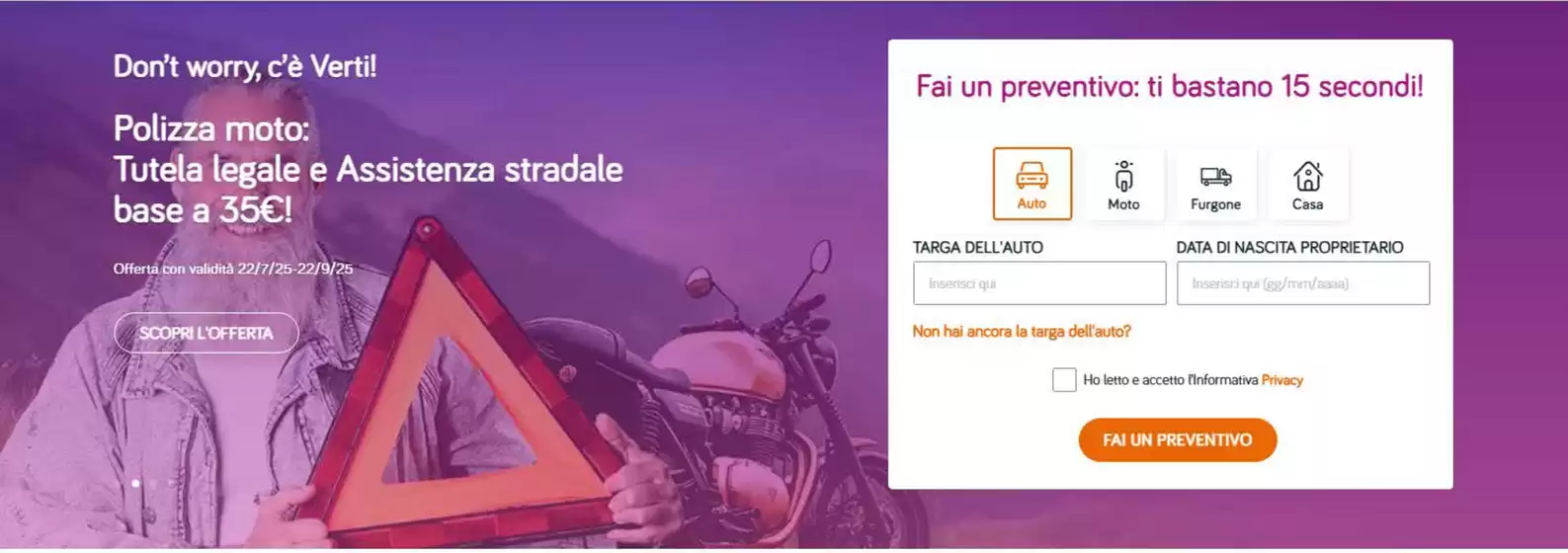 Polizza moto: Tutela legale e Assistenza stradale base a 35% !