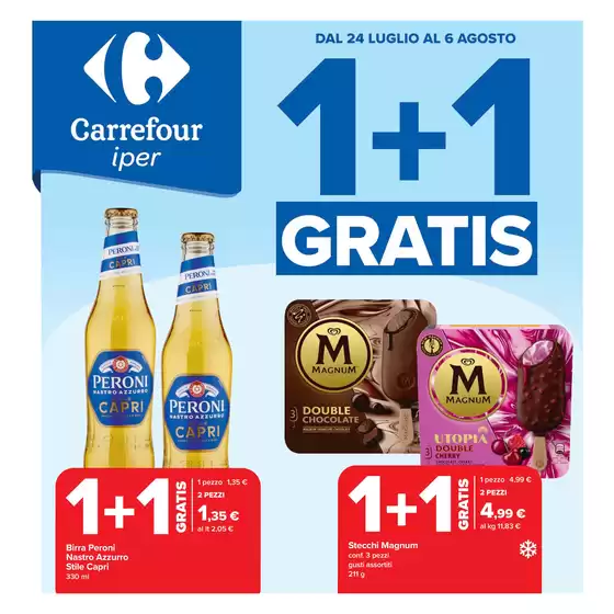 Volantino Carrefour Ipermercati a Luino | 1+1 gratis | 2025-07-24T00:00:00.000Z - 2025-08-06T00:00:00.000Z