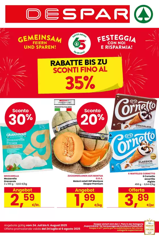Volantino Despar a Bressanone | Sconti fino al 30% | 2025-07-24T00:00:00.000Z - 2025-08-06T00:00:00.000Z