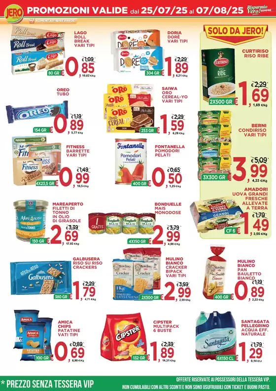 PROMOZIONI VALIDE dal 25/07/25 al 07/08/25