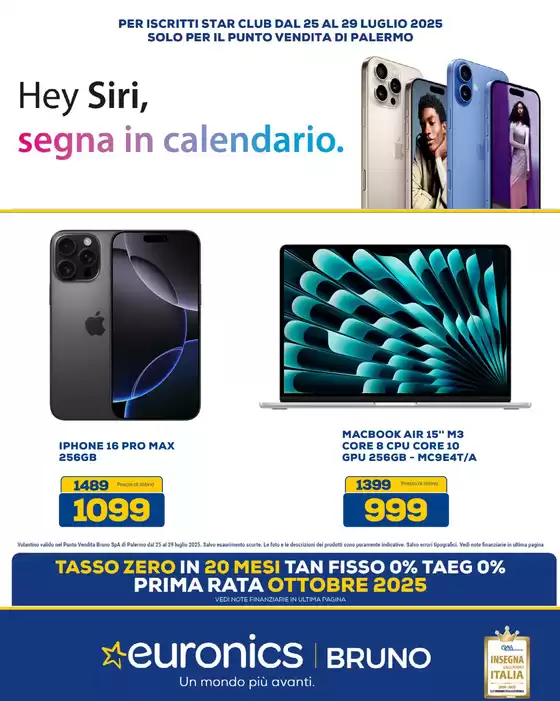 Volantino Euronics | Festa Apple | 2025-07-25T00:00:00.000Z - 2025-07-29T00:00:00.000Z