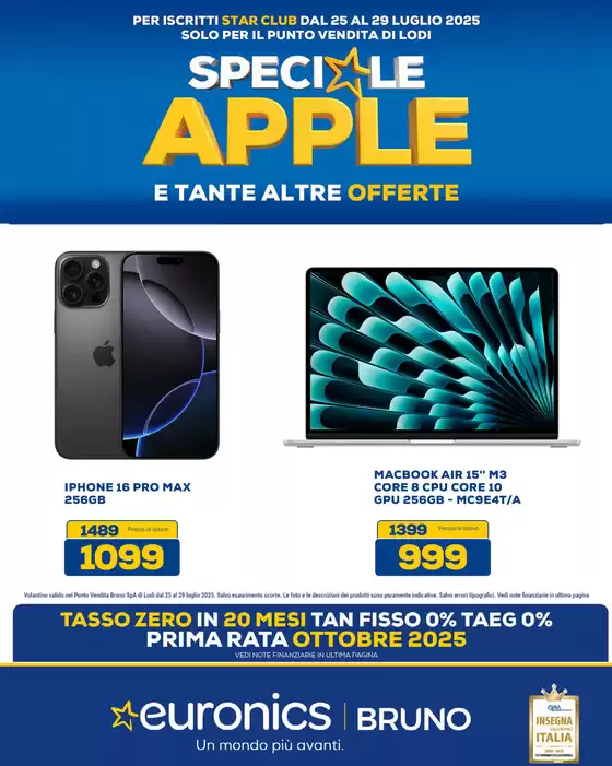 Volantino Euronics | Speciale Apple | 2025-07-25T00:00:00.000Z - 2025-07-29T00:00:00.000Z
