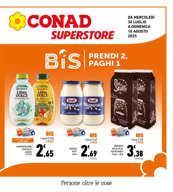 Volantino Conad Superstore a Messina | BIS Prendi 2, Paghi 1 | 2025-07-30T00:00:00.000Z - 2025-08-10T00:00:00.000Z
