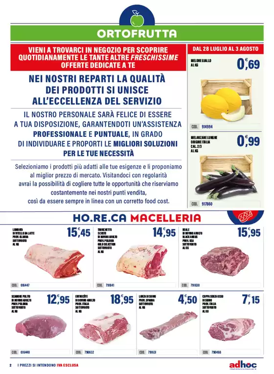 Offerte valide dal 28 luglio al 10 agosto 2025