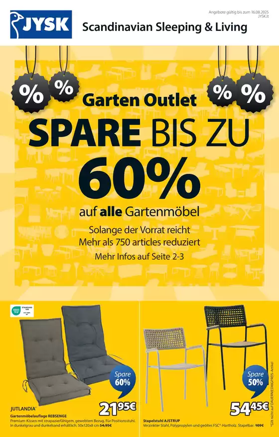 Volantino JYSK a Vigonza | SPARE BIS ZU 60% | 2025-07-31T00:00:00.000Z - 2025-08-16T00:00:00.000Z