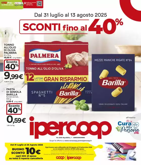 Volantino Ipercoop a Gravellona Toce | Sconti fino al 40% | 2025-07-31T00:00:00.000Z - 2025-08-13T00:00:00.000Z