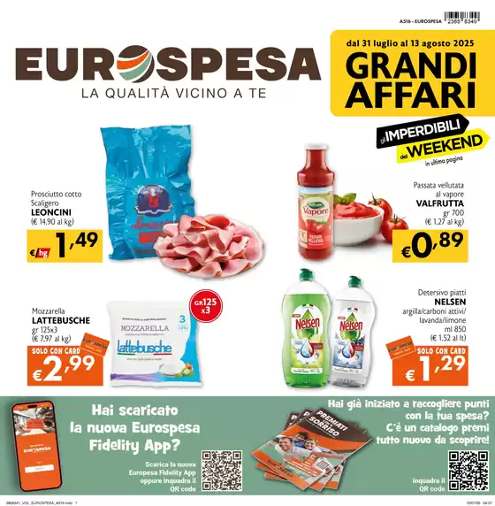 Volantino Eurospesa a Piove di Sacco | Tanti prodotti a 1,2,3 euro | 2025-07-31T00:00:00.000Z - 2025-08-13T00:00:00.000Z