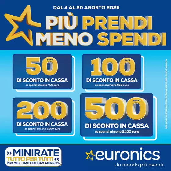 Volantino Euronics a Auletta | Più prendi meno spendi | 2025-08-04T00:00:00.000Z - 2025-08-20T00:00:00.000Z