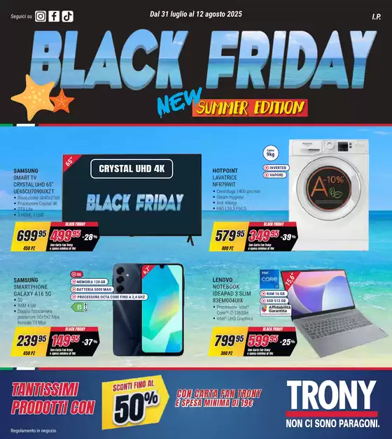 Volantino Trony a Sestu | Black friday summer edition | 2025-08-01T00:00:00.000Z - 2025-08-12T00:00:00.000Z