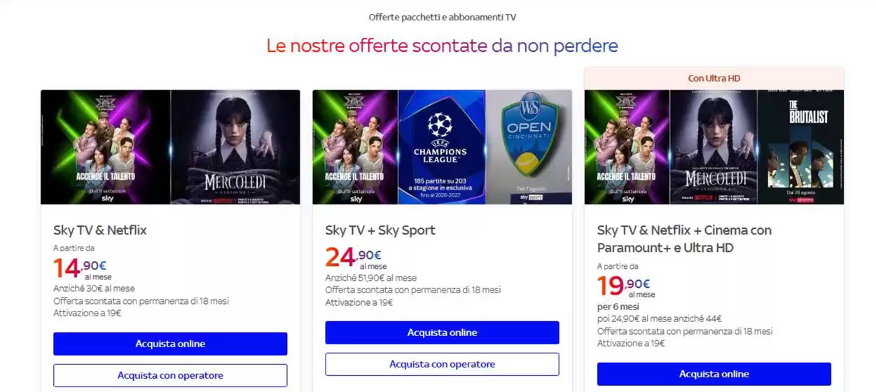 Volantino Sky a Pont-Canavese | Le nostre offerte scontate da non perdere | 2025-08-04T00:00:00.000Z - 2025-08-31T00:00:00.000Z
