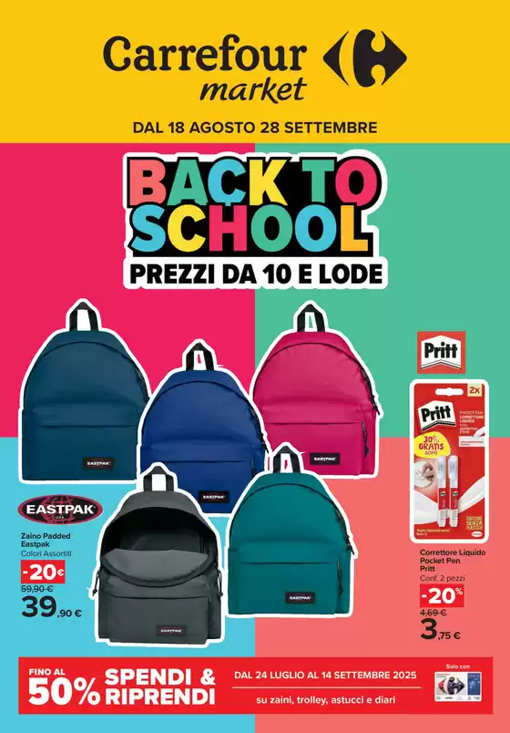 Volantino Carrefour Market a Benevento | Back to school | 2025-08-18T00:00:00.000Z - 2025-09-28T00:00:00.000Z