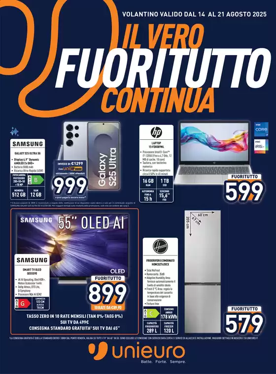 Volantino Unieuro a Travacò Siccomario | Il Vero Fuoritutto | 2025-08-14T00:00:00.000Z - 2025-08-21T00:00:00.000Z