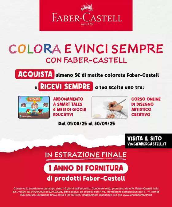 Volantino Faber-Castell a L'Aquila | Colora e vinci con Faber-Castell | 2025-08-23T00:00:00.000Z - 2025-09-27T00:00:00.000Z
