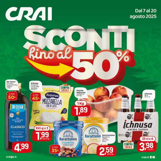 Volantino Crai a Orune | SCONTI 50% | 2025-08-07T00:00:00.000Z - 2025-08-20T00:00:00.000Z