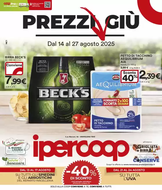 Volantino Ipercoop a Gravellona Toce | Prezzi Giù | 2025-08-14T00:00:00.000Z - 2025-08-27T00:00:00.000Z
