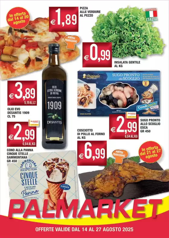 Volantino Palmarket a Urbino | Offerte valide dal 14 al 27 Agosto | 2025-08-14T00:00:00.000Z - 2025-08-27T00:00:00.000Z