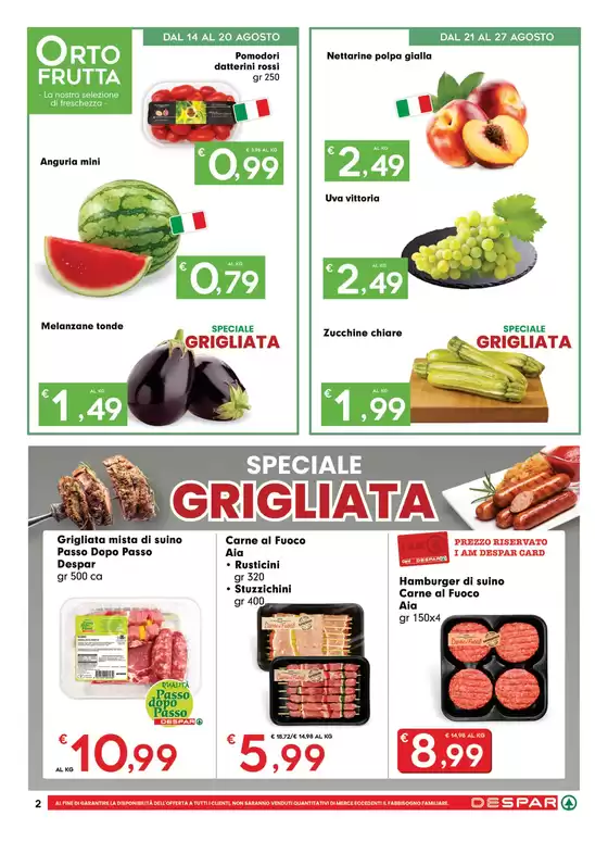 Offerte valide dal 14 al 27 Agosto 2025