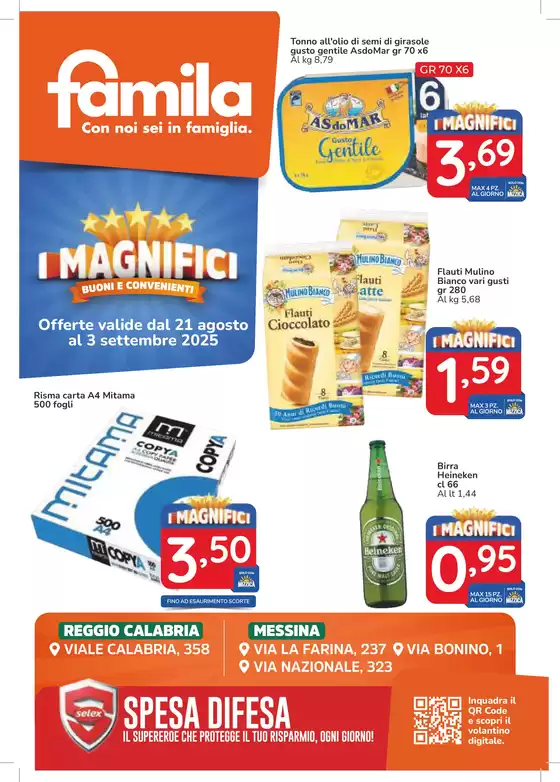 Volantino Famila Superstore a Grado | I magnifici | 2025-08-21T00:00:00.000Z - 2025-09-03T00:00:00.000Z