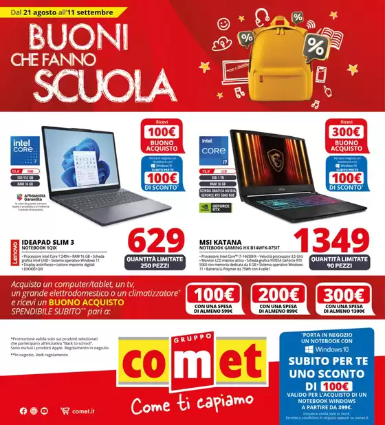 Buoni che fanno scuola da Comet!