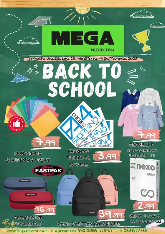 Volantino Mega a Montefiascone | Mega Prenestina - Back to School | 2025-08-25T00:00:00.000Z - 2025-09-19T00:00:00.000Z