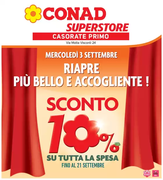 Volantino Conad Superstore | Riapre più bello e accogliente | 2025-09-03T00:00:00.000Z - 2025-09-21T00:00:00.000Z