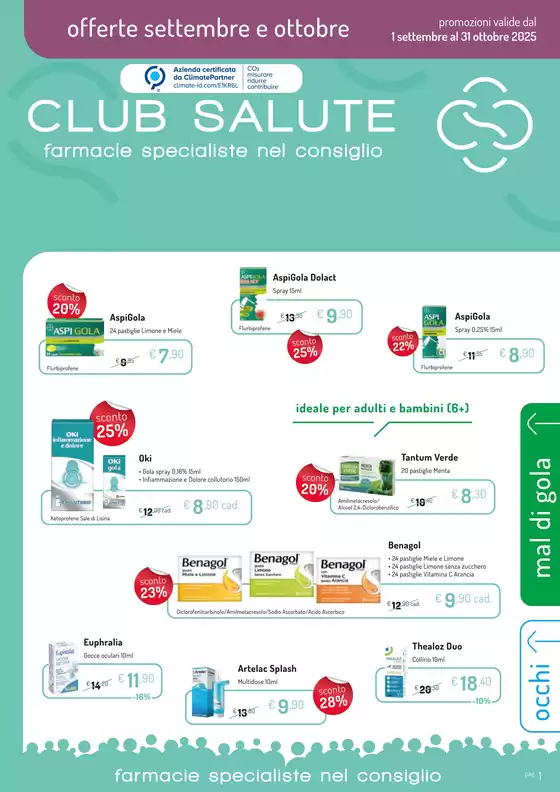 Volantino Club Salute a Monte Sant'Angelo | Offerte settembre e ottobre | 2025-09-01T00:00:00.000Z - 2025-10-31T00:00:00.000Z