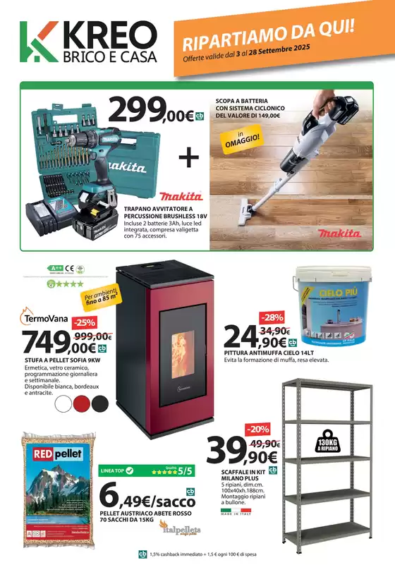 Volantino Kreo Brico e Casa | Ripartiamo da qui | 2025-09-03T00:00:00.000Z - 2025-09-28T00:00:00.000Z