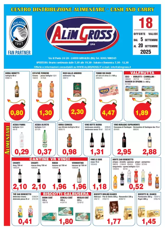 Offerte valide dal 5 settembre al 20 settembre