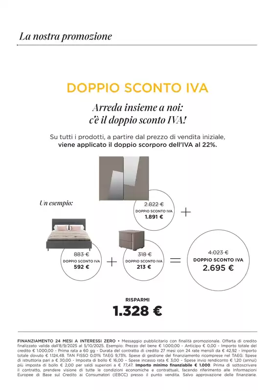 Doppio sconto IVA su tutto l'arredo