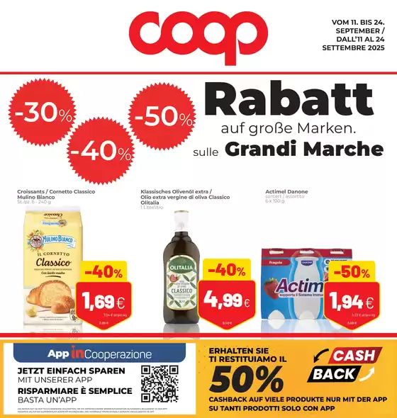 Volantino Coop | Rabatt auf große Marken. | 2025-09-11T00:00:00.000Z - 2025-09-24T00:00:00.000Z