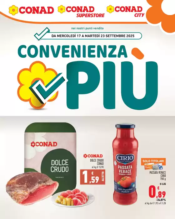Volantino Conad City a Roma | Convenienza più | 2025-09-17T00:00:00.000Z - 2025-09-23T00:00:00.000Z