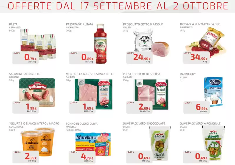 Offerte dal 17 settembre al 2 ottobre