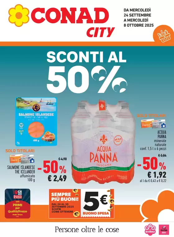 Volantino Conad City a Pescaglia | Sconti fino al 50% | 2025-09-24T00:00:00.000Z - 2025-10-08T00:00:00.000Z