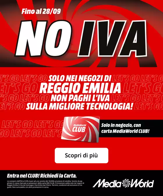 Volantino MediaWorld a Avola | Nuova apertura di MediaWorld a Reggio Emilia! | 2025-09-25T00:00:00.000Z - 2025-10-05T00:00:00.000Z