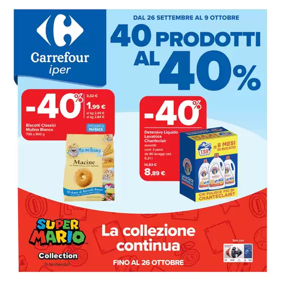 Volantino Carrefour Ipermercati a Rocca di Cave | 40 Prodotti al 40% | 2025-09-26T00:00:00.000Z - 2025-10-09T00:00:00.000Z
