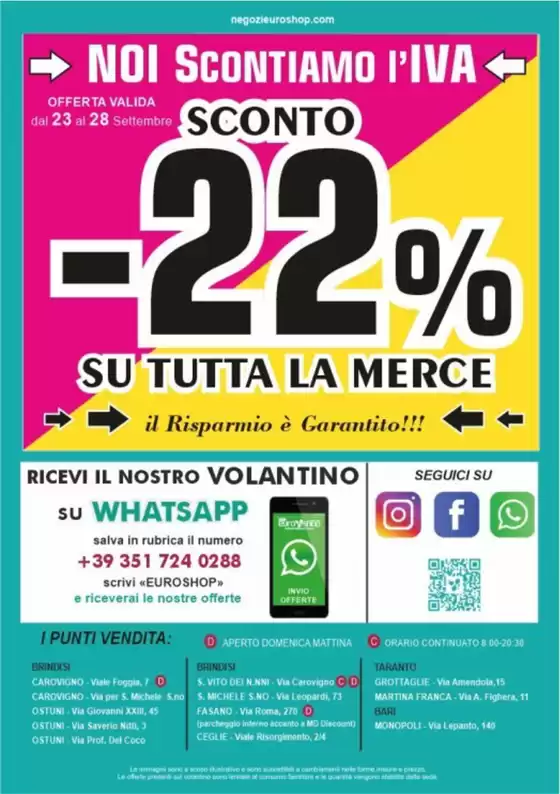 Sconto -22% su tutta la merce 