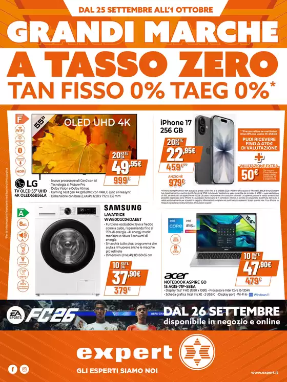 Volantino Expert a Rosolini | Grandi marche a tasso 0 da Expert! | 2025-09-25T00:00:00.000Z - 2025-10-01T00:00:00.000Z