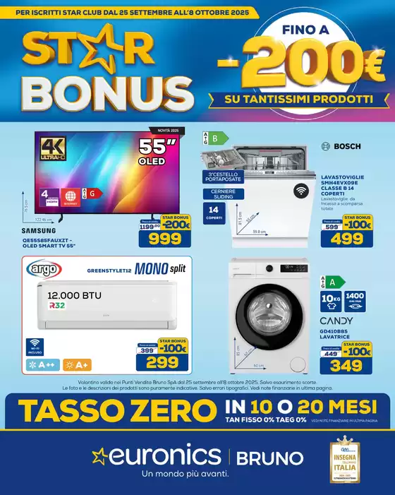 Volantino Euronics a Tremezzina | Star Bonus - Tasso Zero | 2025-09-25T00:00:00.000Z - 2025-10-08T00:00:00.000Z