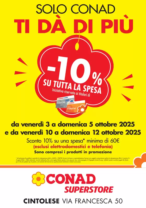 Volantino Conad Superstore a Giaveno | Solo CONAD TI DA DI PIU 10%  | 2025-10-07T00:00:00.000Z - 2025-10-12T00:00:00.000Z