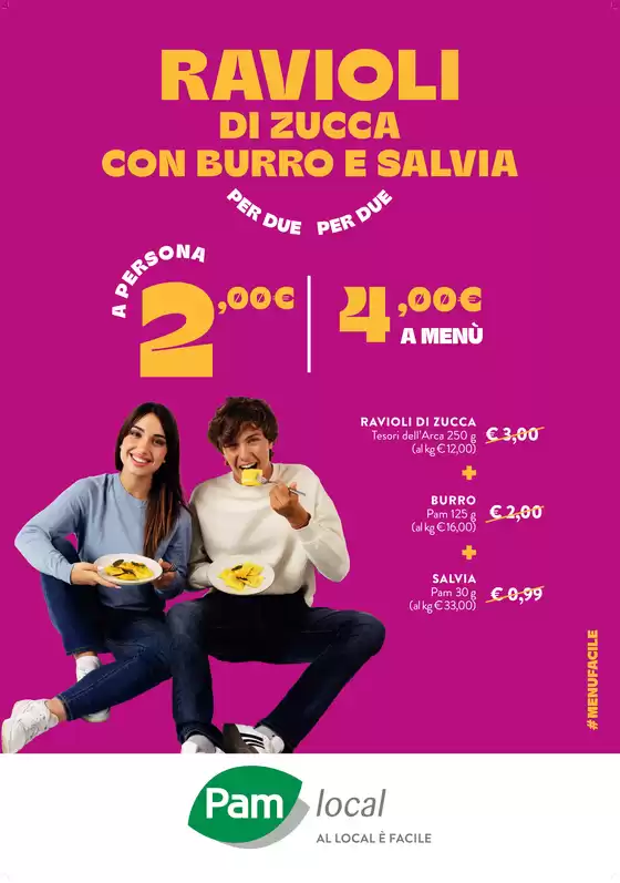 Volantino Pam Local a Montelupo Fiorentino | Ravioli di zucca con burro e salvia | 2025-10-08T00:00:00.000Z - 2025-10-22T00:00:00.000Z