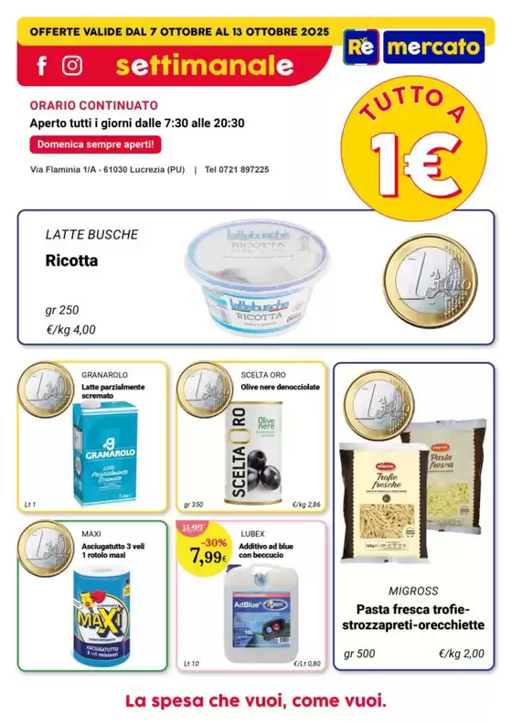 Volantino Re Mercato Lucrezia a Montelupo Fiorentino | Tutto a 1 euro | 2025-10-08T00:00:00.000Z - 2025-10-13T00:00:00.000Z