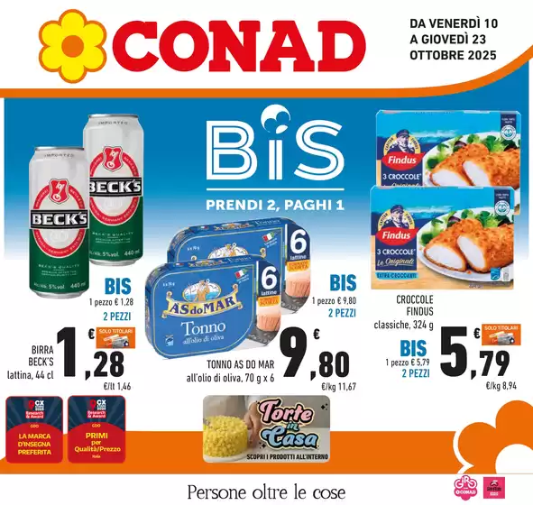 Volantino Conad a Lizzano | BIS, PRENDI 2 PAGHI 1 | 2025-10-10T00:00:00.000Z - 2025-10-23T00:00:00.000Z